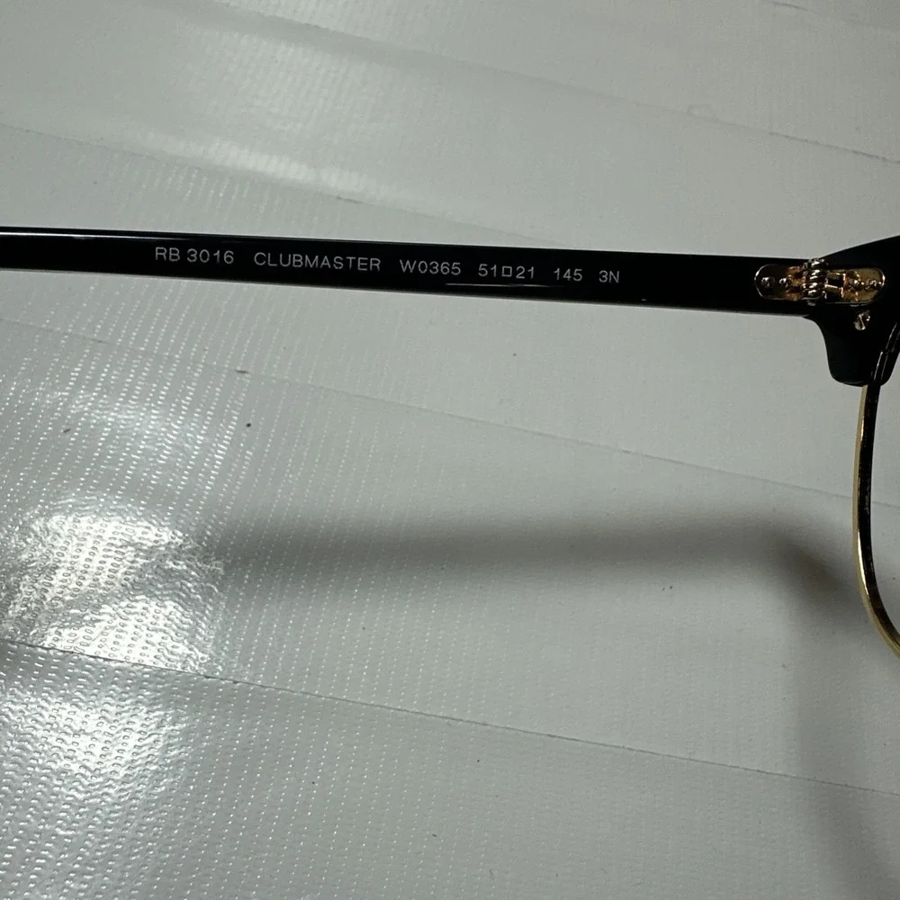 Ray-Ban  Frames RB3016 CLUBMASTER W0365 Black Gold Square 51-21-145 Retail $299